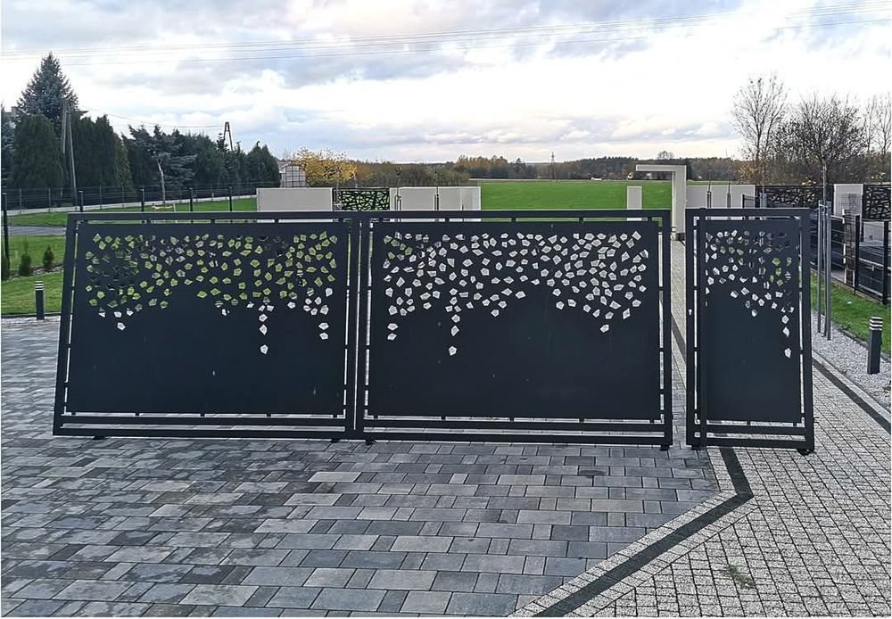 Brama z furtką kpl. ocynk + ral skrzydłowa wypalana przesuwna słupek