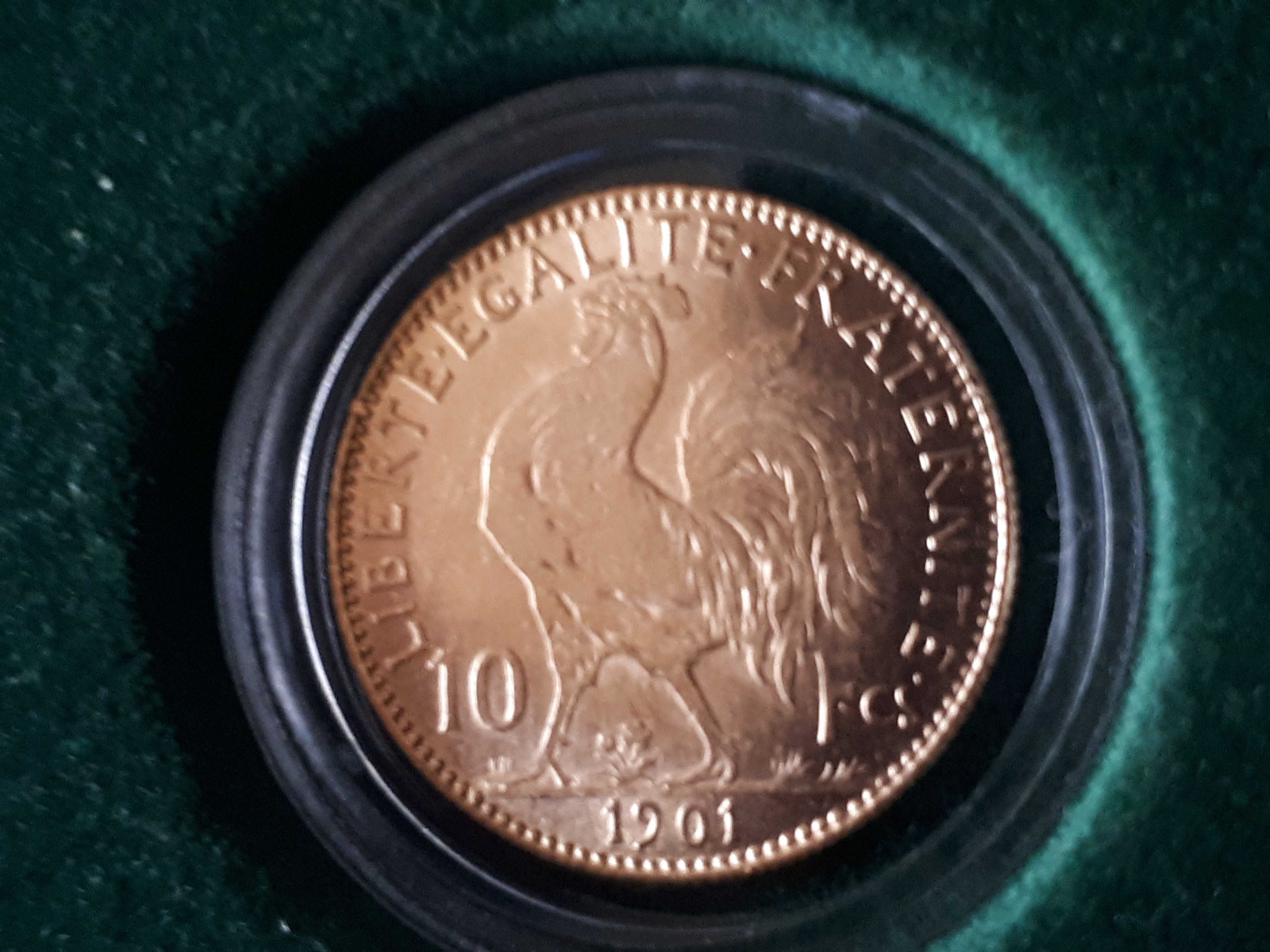Złota Moneta - 10 franków - Liberte - KOGUT 1901r Francja obniżka