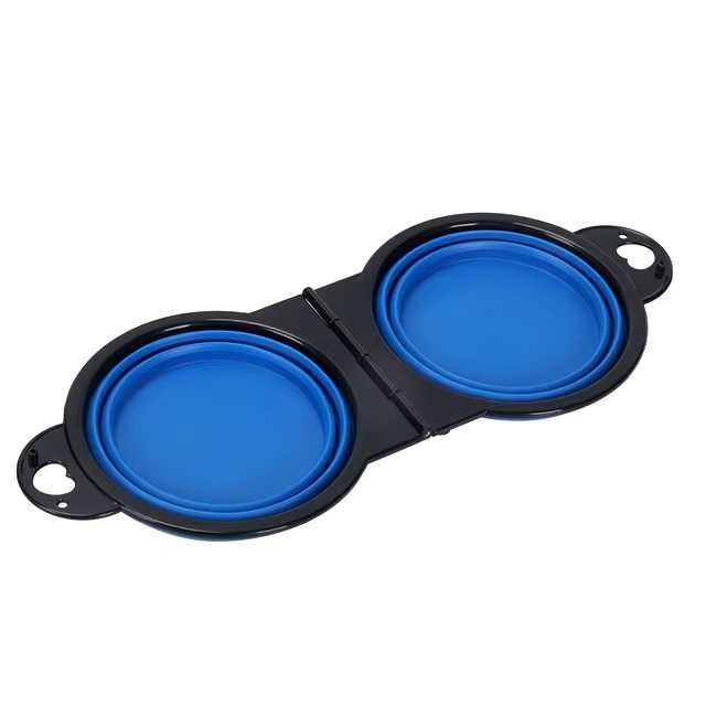 Dwukomorowa Miska na Karmę i Wodę kolor niebieski