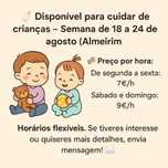 Disponivel para tomar conta de crianças