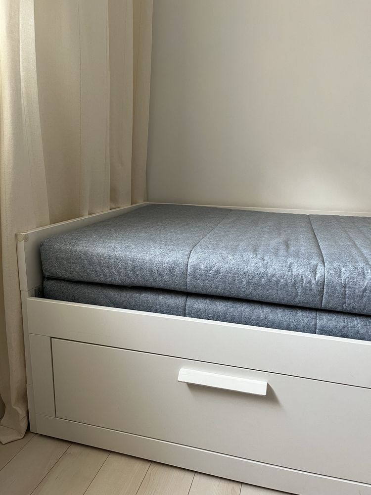 Sprzedam łóżko Ikea BRIMNES - białe - 2 materace jak nowe
