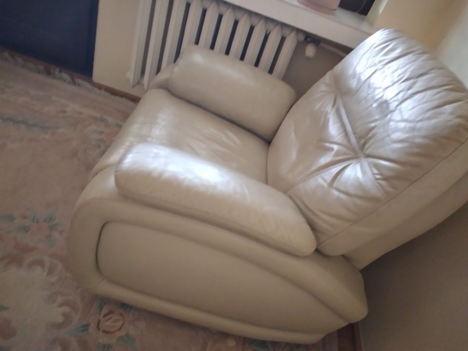 Zestaw kanapa + 2 fotele skóra naturalna relax