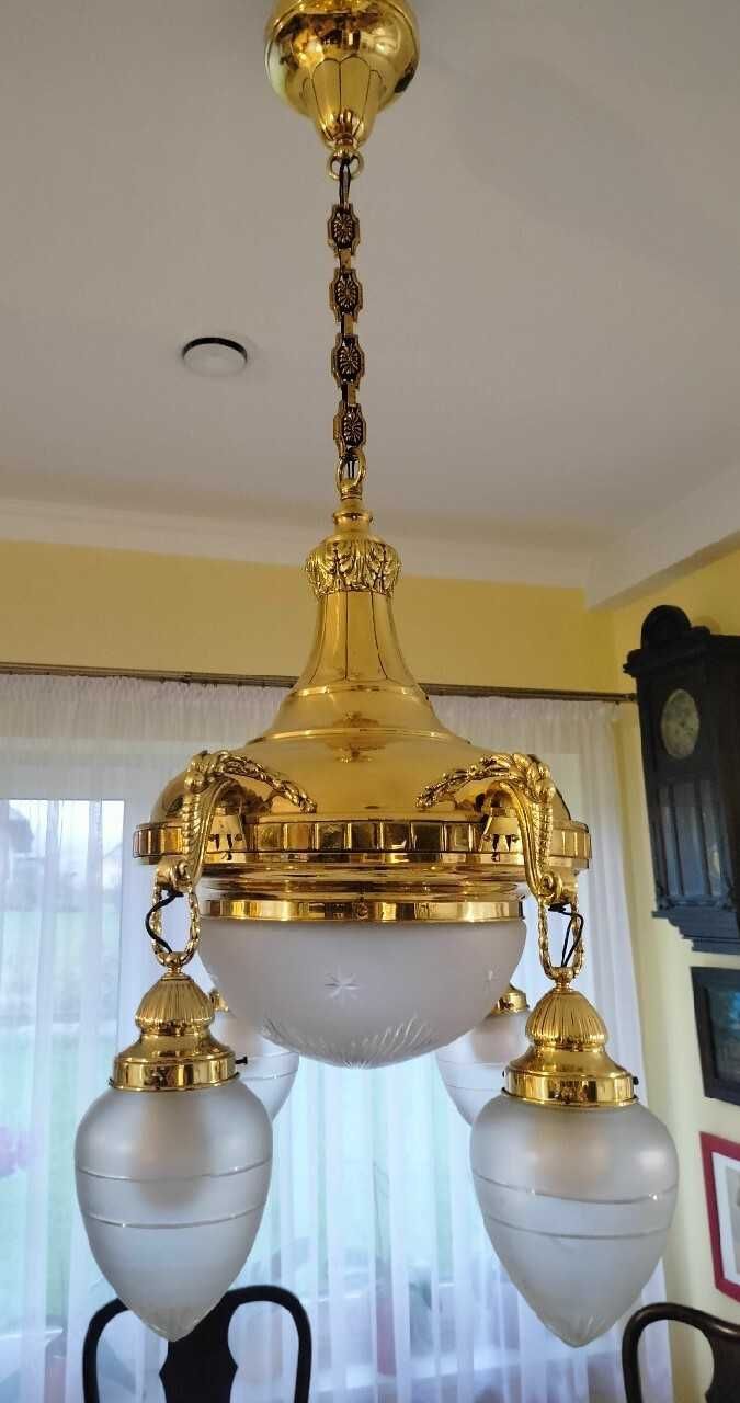 Lampa, żyrandol po całkowitej renowacji, wymienione przewody.