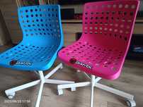 IKEA SKALBERG krzesła obrotowe biurowe kółka fotel niebieski i różowy