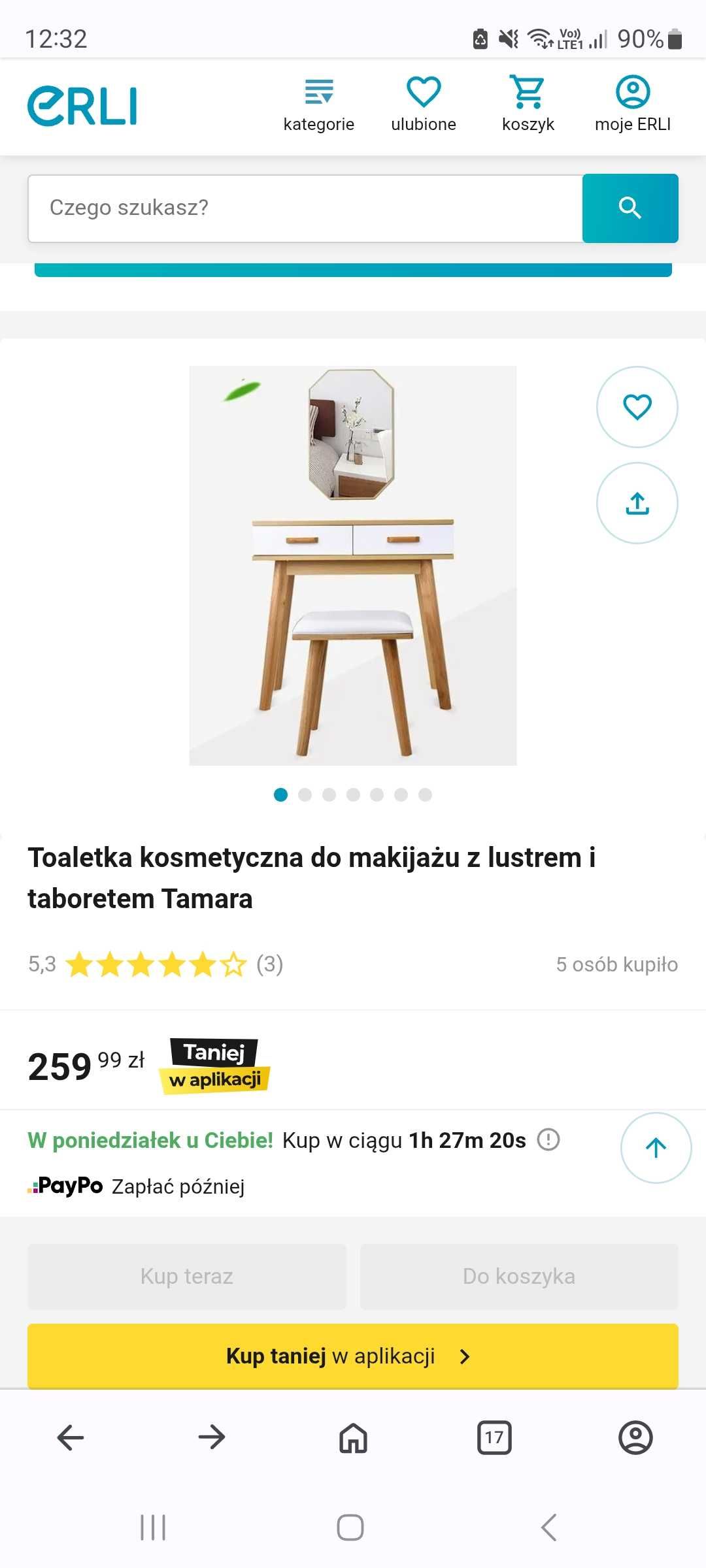 Śliczna toaletka w komplecie z lustrem i taboretem