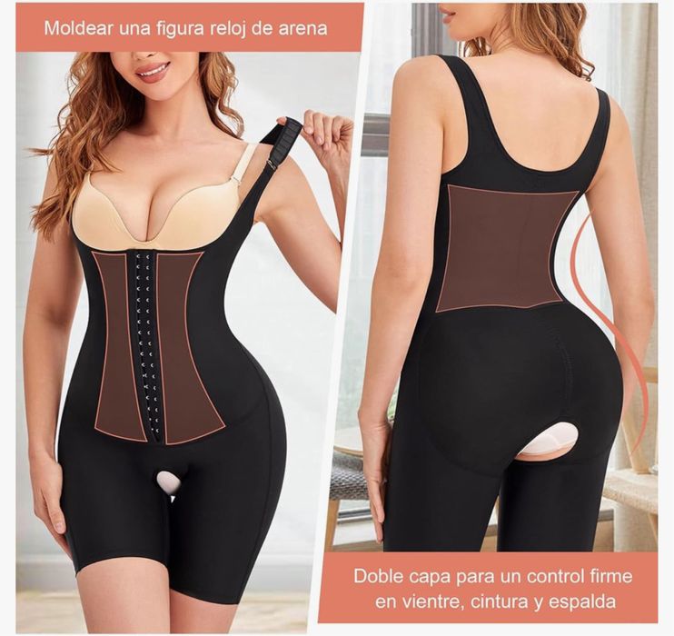 Body Damskie Shapewear Regulowany Gorset Czarny XXL