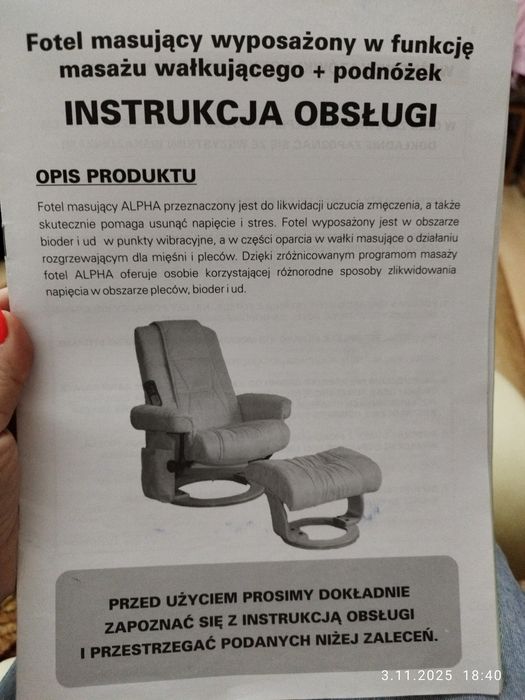 Fotel masujaco-wałkujacy