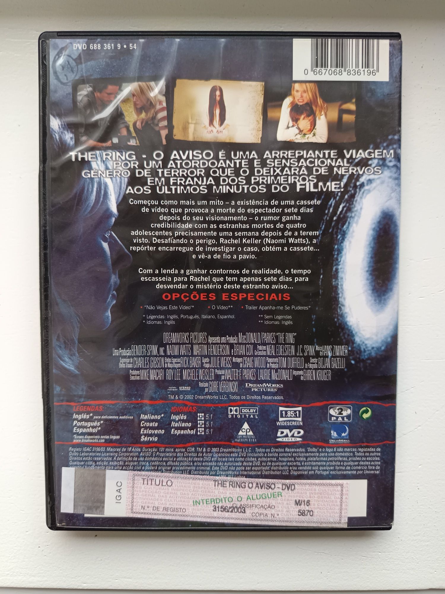 DVD o aviso ( The ring )