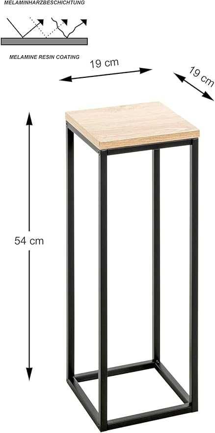 HAKU Möbel Kolumna na kwiaty MDF dąb czarna 19x19x54cm NOWE