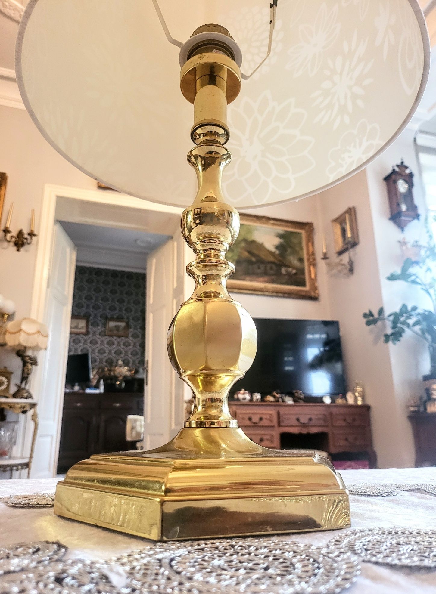 Lampa mosiężna z abażurem