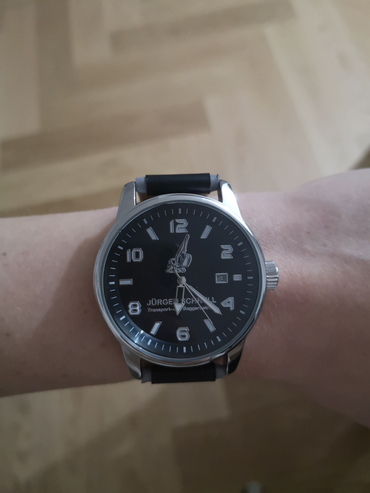 Zegarek elegancki meski czarny srebrny WMC