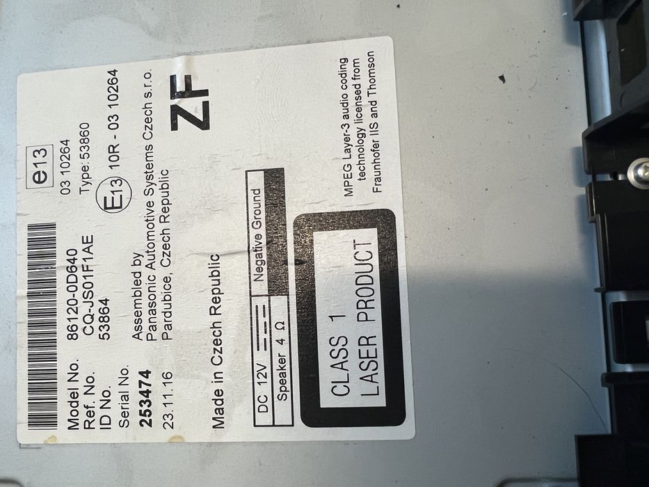 Autoradio toyota Yaris 2015