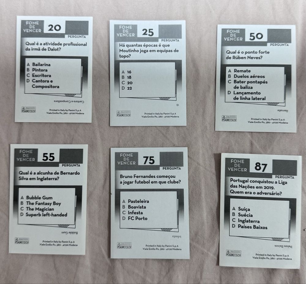Cromos da coleção FOME DE VENCER - Panini