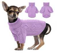 Ubrano dla psa zimowy sweter dla psa miękki sweterek fioletowy L