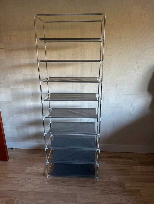 Pojemny Półki Wytrzymały Organizer do Garderoba Materiałowy Szary