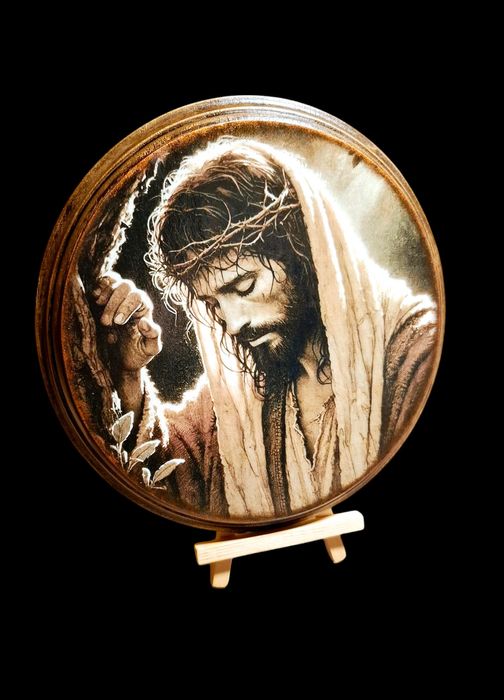 Obraz na drewnie Ręcznie zdobiony Rękodzieło Prezent Pan Jezus