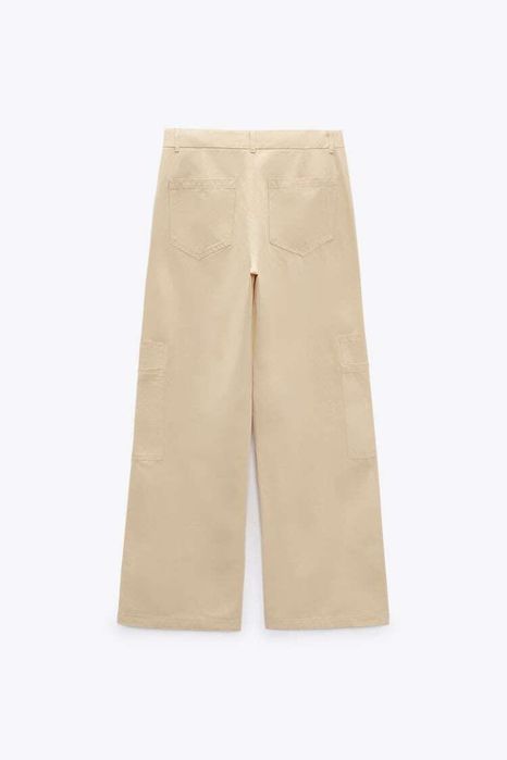 Лляні жовті брюки ZARA прямі на талію льон льняные желтые котон осень