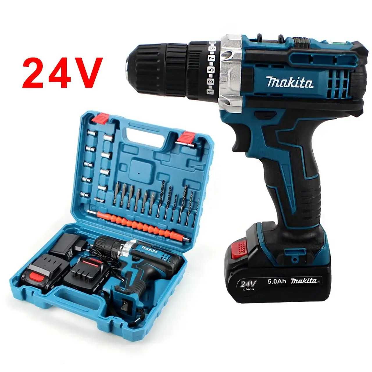 Ударный шуруповерт Makita 24V 5.0AH с набором инструментов