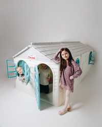 Детский Большой игровой пластиковый Мега домик со шторками Doloni