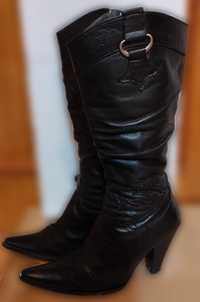 Botas alta pele preto