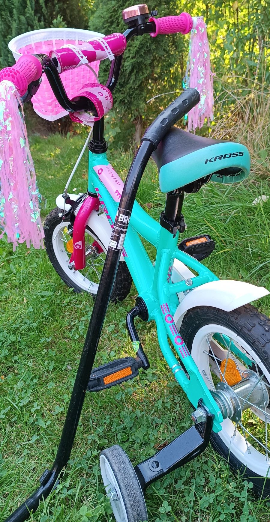Rowerek Kross na alu ramie w zestawie kółka+kijek/12" Stan bdb!