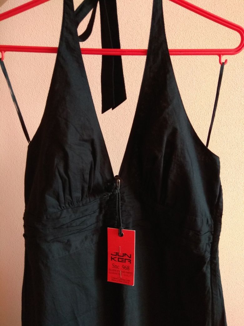 Женское лёгкое чёрное платье сарафан бренда Junker, размер 42, наш 48
