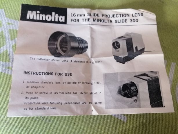 Lente 16 mm  slide projetor  Minolta 300