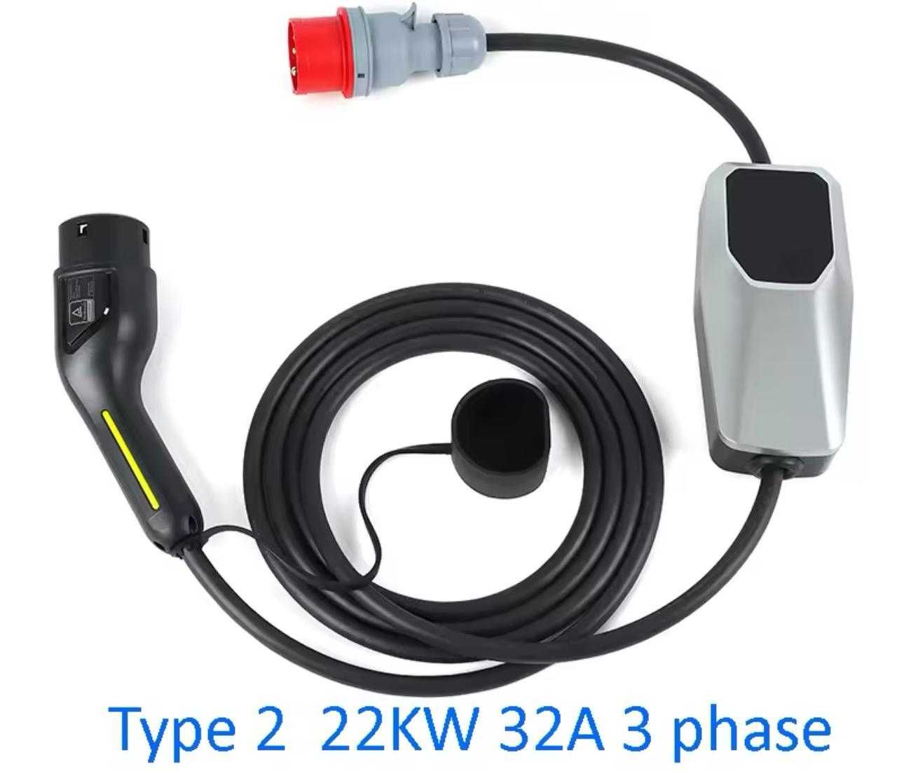 Carregador Portátil 3,5 - 7 - 11 kw - 16/32A -Tipo 2 Eletricos Hibrido