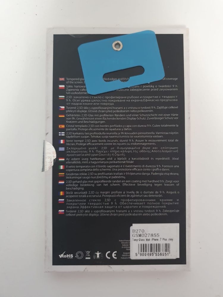 Szkło hartowane iPhone 7 8 plus gold złoty