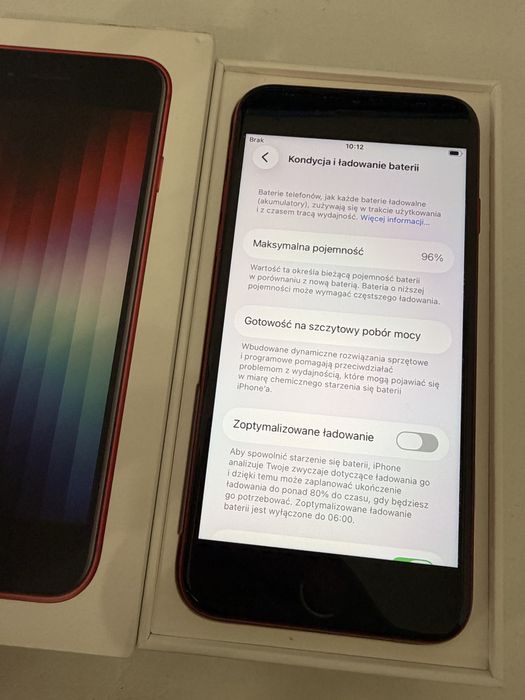 iPhone SE 2022 Red 128gb Idealny Bateria 96% od nowości