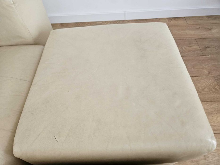 Sofa skórzana + 2 pufy
