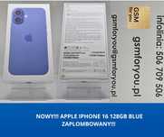 Telefon iPhone 16 Blue 128Gb Nowy Zaplombowany!!!