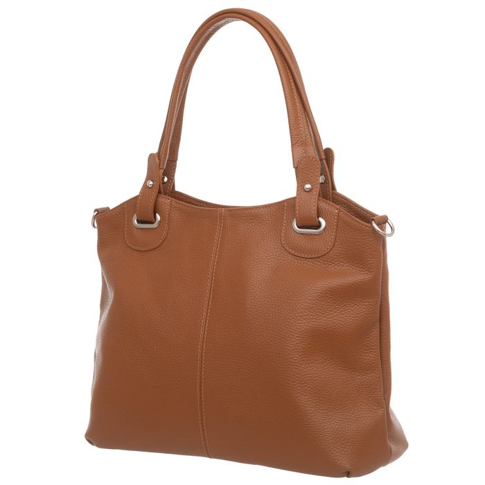 VERA PELLE torebka damska skórzana shopper z paskiem V658 musztardowa