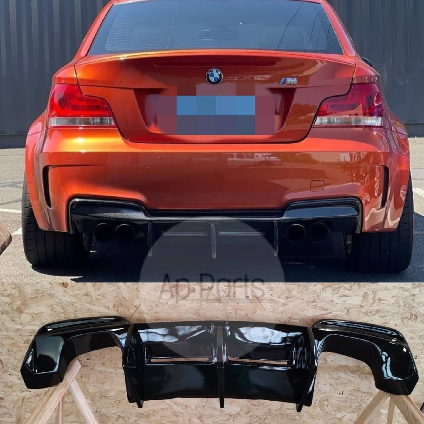 BMW E81 E82 E87 E88 Difusor 1M DTM Preto brilhante