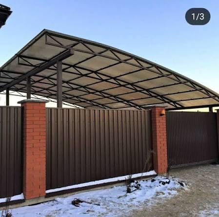 Зварювальні роботи монтаж навісів, навіс біля дому сварочные работы