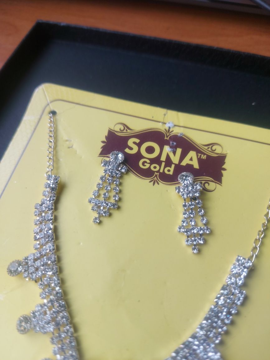 Бижутерия колье серьги Sona gold новое