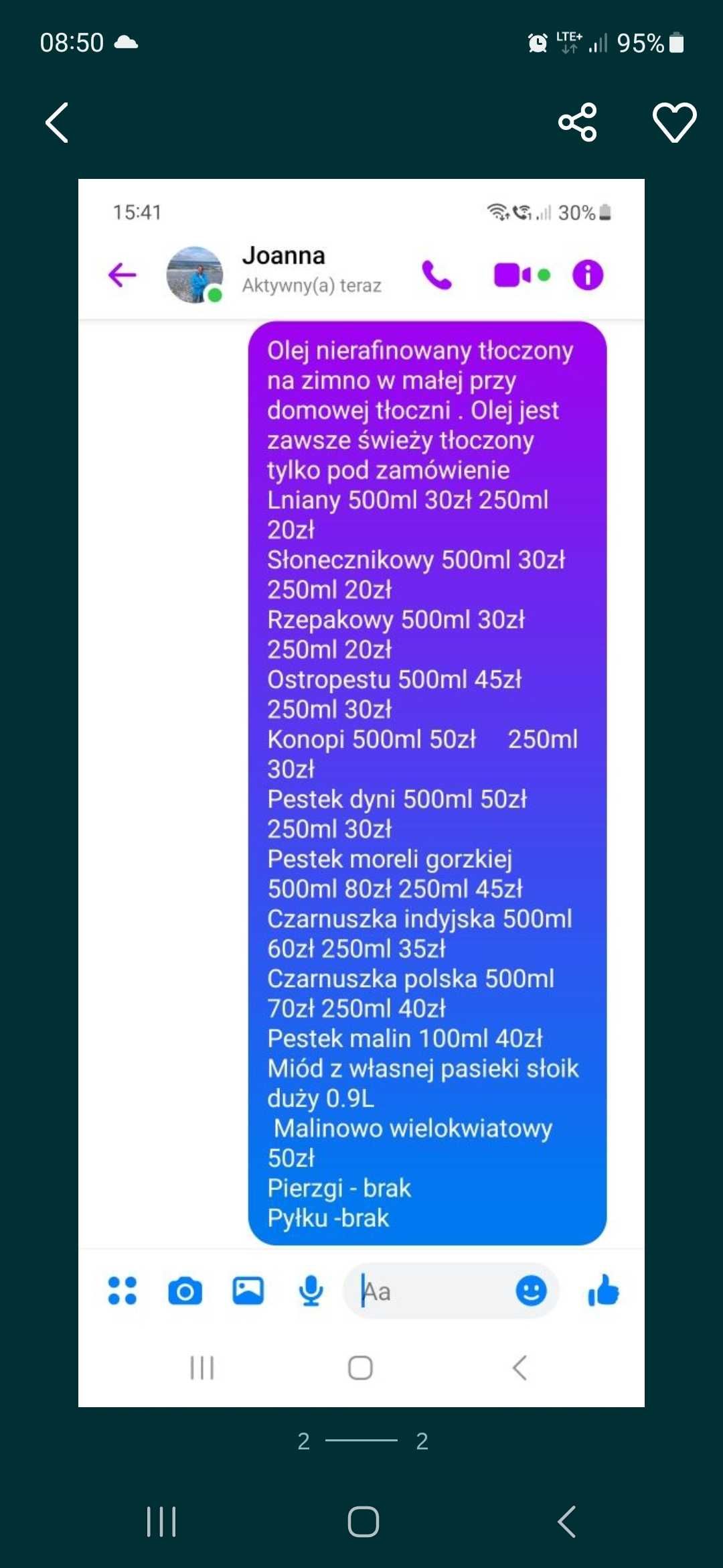 Oleje z  czarnuszki polskiej tłoczony na zimno