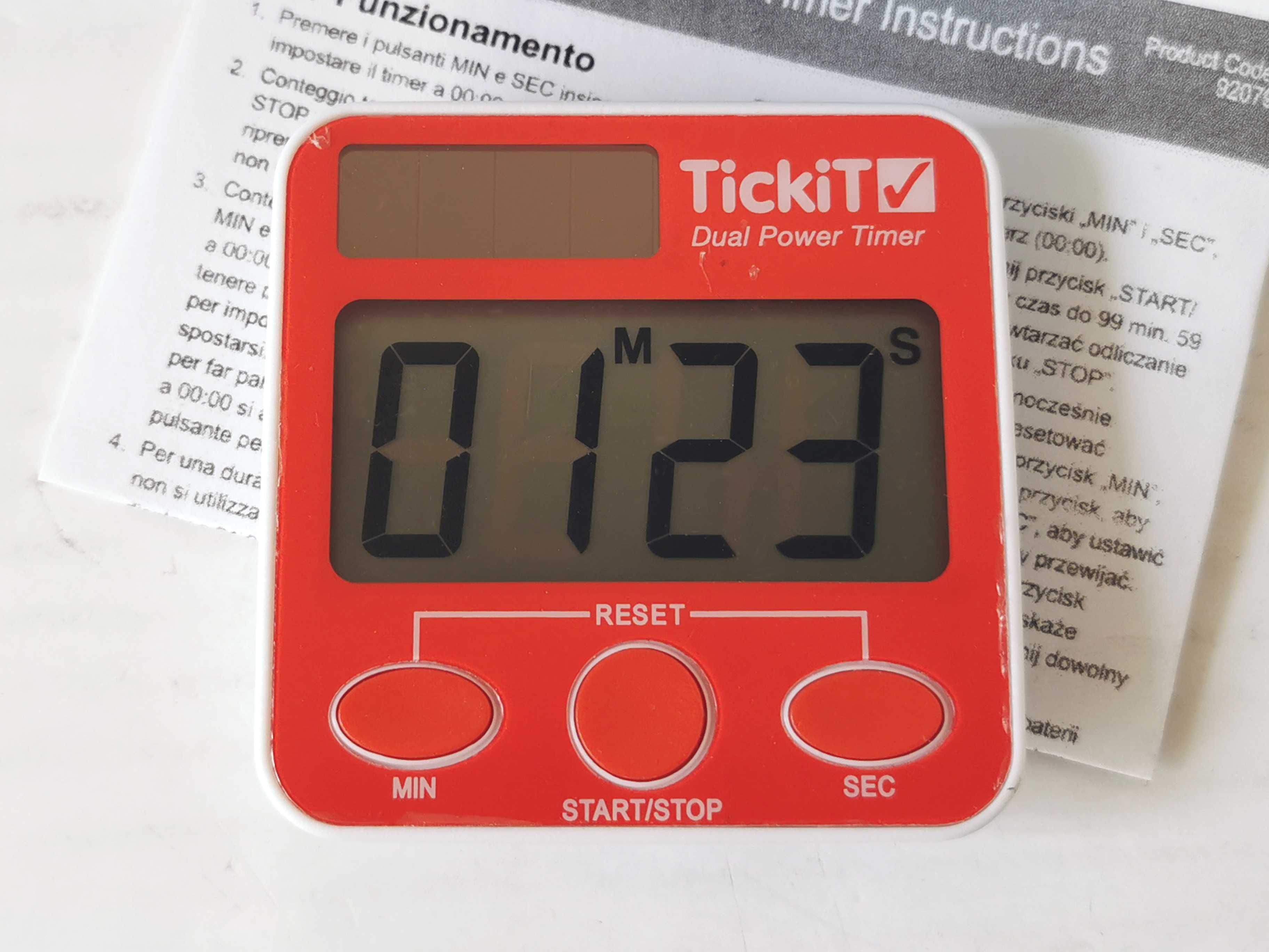 Minutnik Timer Elektroniczny TickiTV Solar Czerwony