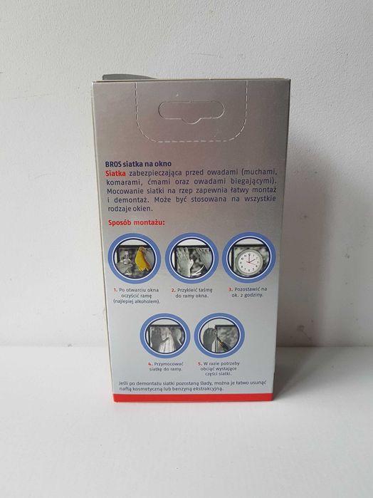 BROS czarna siatka na okno na owady 130x150cm z taśmą samoprzylepną