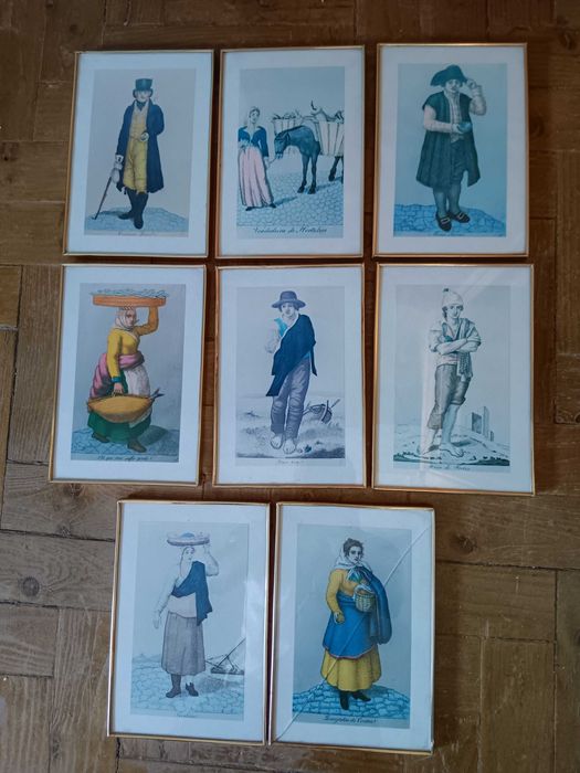 Conjunto de quadros de antigas profissões