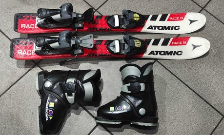 zestaw, narty dla dzieci Atomic Race 70cm+ buty Rossignol 25,5 wygodne