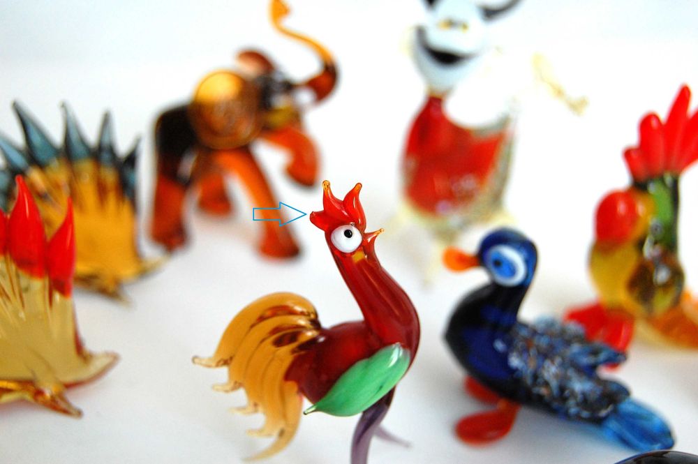 Szklane zwierzątka, figurki ze szkła, PRL, vintage