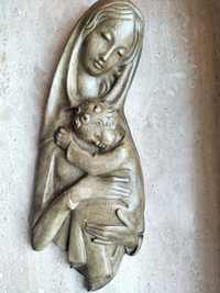 Maryja z Dzieciątkiem Jezus gipsowa płaskorzeźba