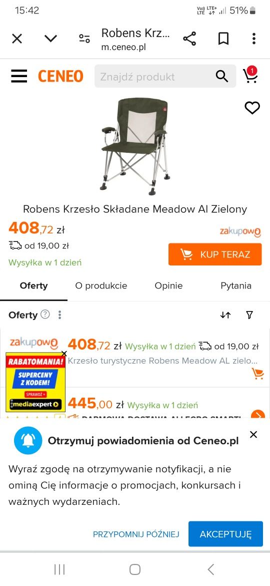 Robens krzeslo skladane Meadow Nowe