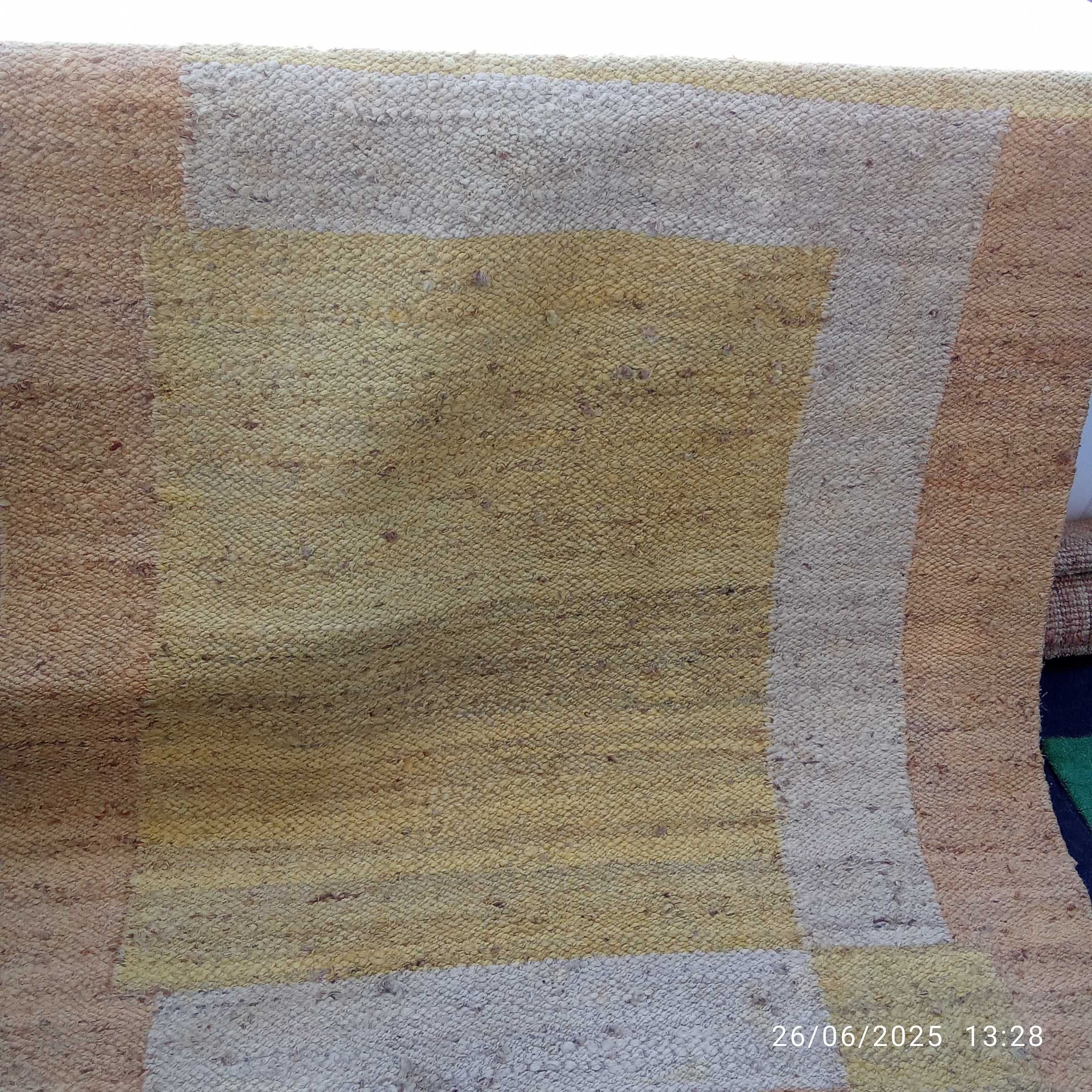 Tapete de sala 100% juta, amarelo / beige 165cm (larg) * 210cm (comp)