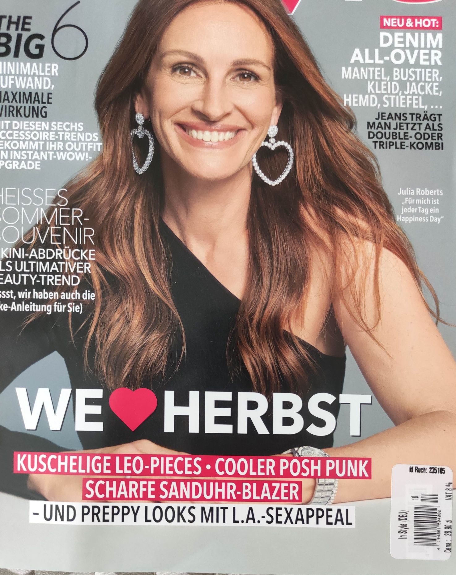 In Style DE Julia Roberts 10/23 uroda, moda jesień, gwiazdy plotki życ