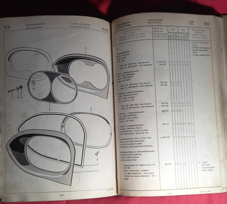 Catálogo de peças do Ford Taunus 17m