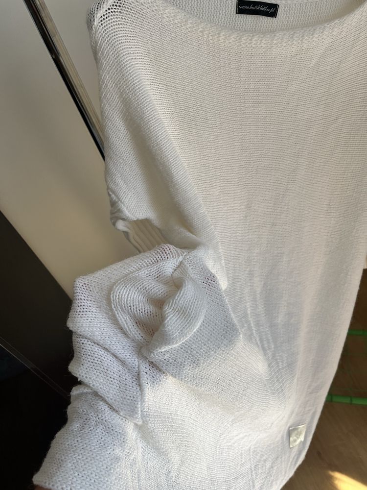 swetrowa sukienka biala one size tunika sweter