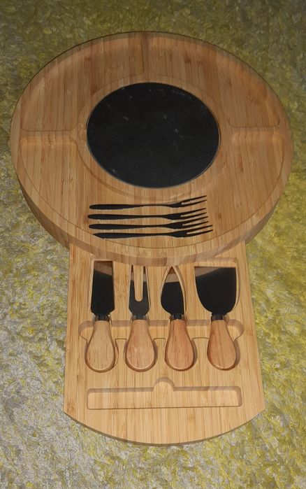 Deska, patera do serów, wędlin, przekąsek z zestawem noży NOWA