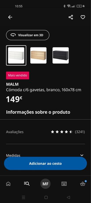 Cómoda c/6 gavetas branco